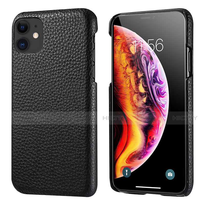 Coque Luxe Cuir Housse Etui S03 pour Apple iPhone 11 Noir Plus