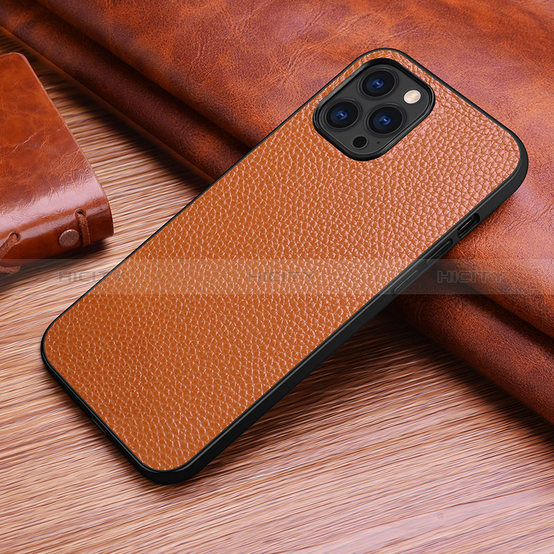 Coque Luxe Cuir Housse Etui S03 pour Apple iPhone 14 Pro Marron Plus