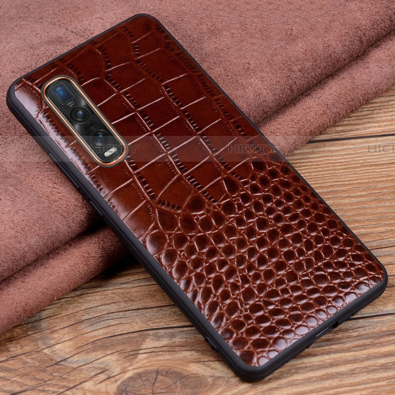 Coque Luxe Cuir Housse Etui S03 pour Oppo Find X2 Pro Marron Plus