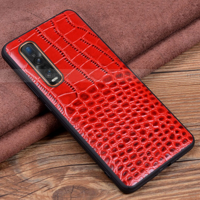 Coque Luxe Cuir Housse Etui S03 pour Oppo Find X2 Pro Rouge Plus