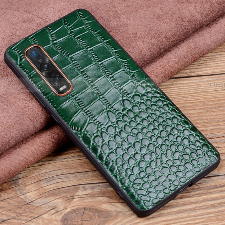 Coque Luxe Cuir Housse Etui S03 pour Oppo Find X2 Pro Vert Plus