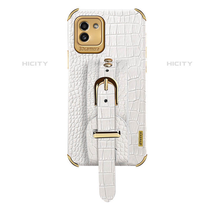 Coque Luxe Cuir Housse Etui S03 pour Samsung Galaxy A03 Blanc Plus