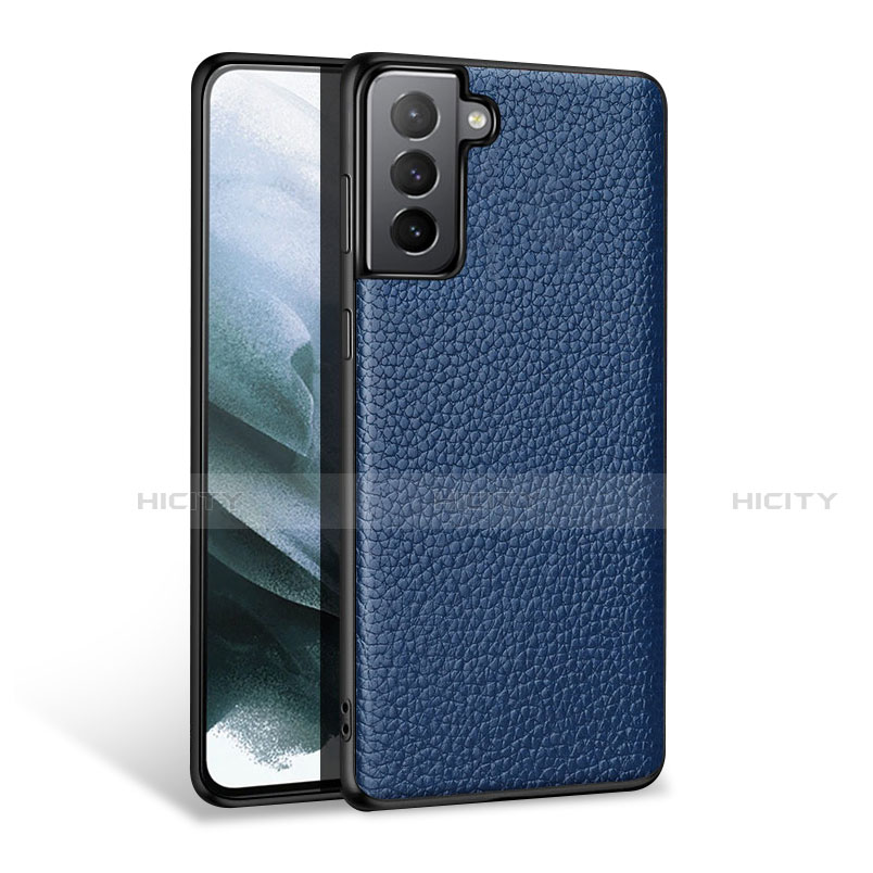 Coque Luxe Cuir Housse Etui S03 pour Samsung Galaxy S21 Plus 5G Bleu Plus