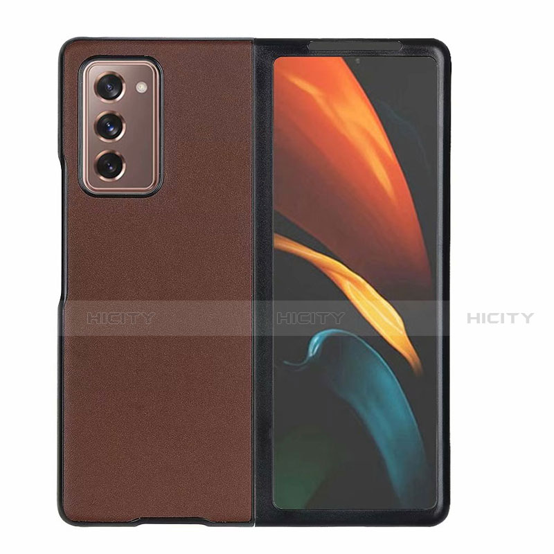 Coque Luxe Cuir Housse Etui S03 pour Samsung Galaxy Z Fold2 5G Marron Plus