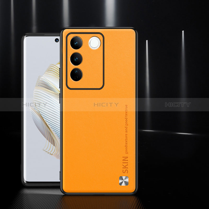 Coque Luxe Cuir Housse Etui S03 pour Vivo V27 Pro 5G Orange Plus