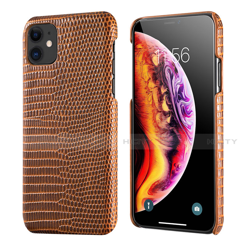 Coque Luxe Cuir Housse Etui S04 pour Apple iPhone 11 Marron Plus