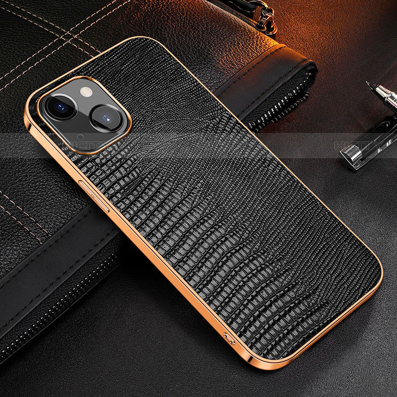 Coque Luxe Cuir Housse Etui S04 pour Apple iPhone 13 Noir Plus