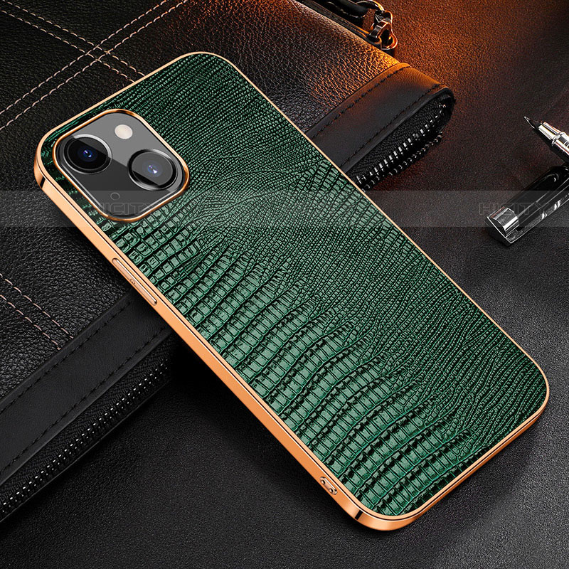 Coque Luxe Cuir Housse Etui S04 pour Apple iPhone 13 Vert Plus