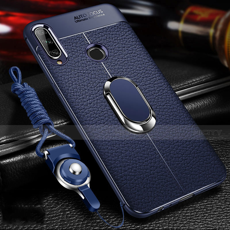 Coque Luxe Cuir Housse Etui S04 pour Huawei Enjoy 10 Plus Bleu Plus