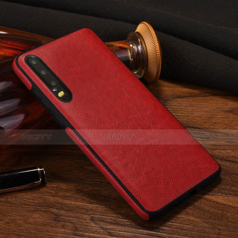 Coque Luxe Cuir Housse Etui S04 pour Huawei P30 Rouge Plus