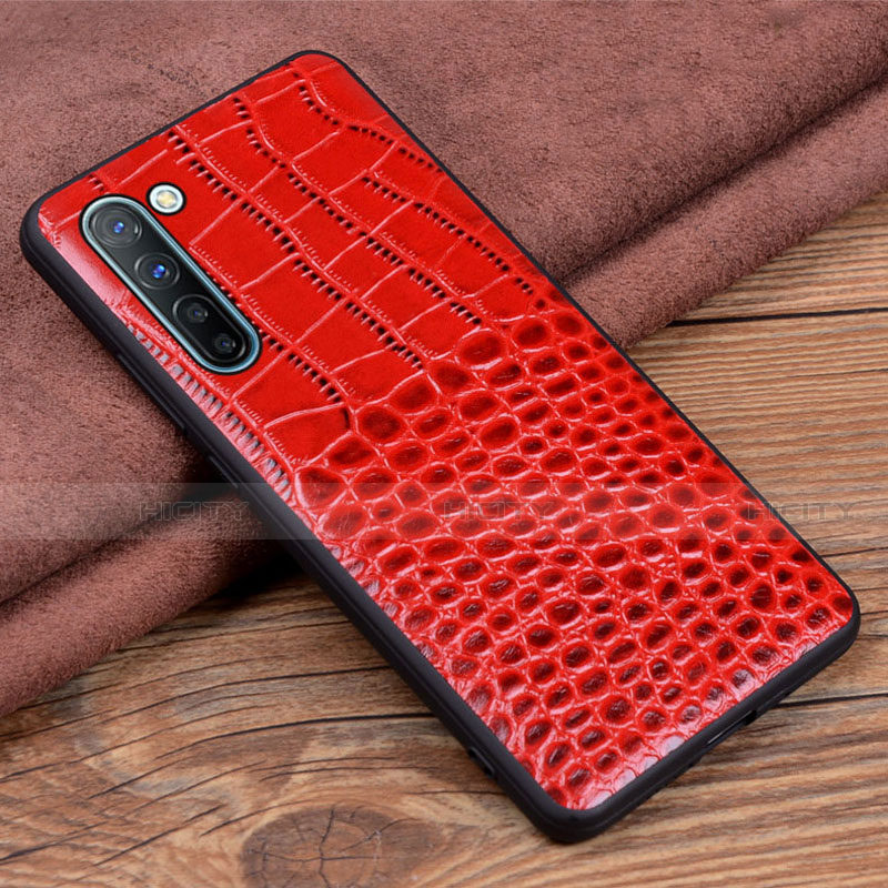 Coque Luxe Cuir Housse Etui S04 pour Oppo F15 Rouge Plus