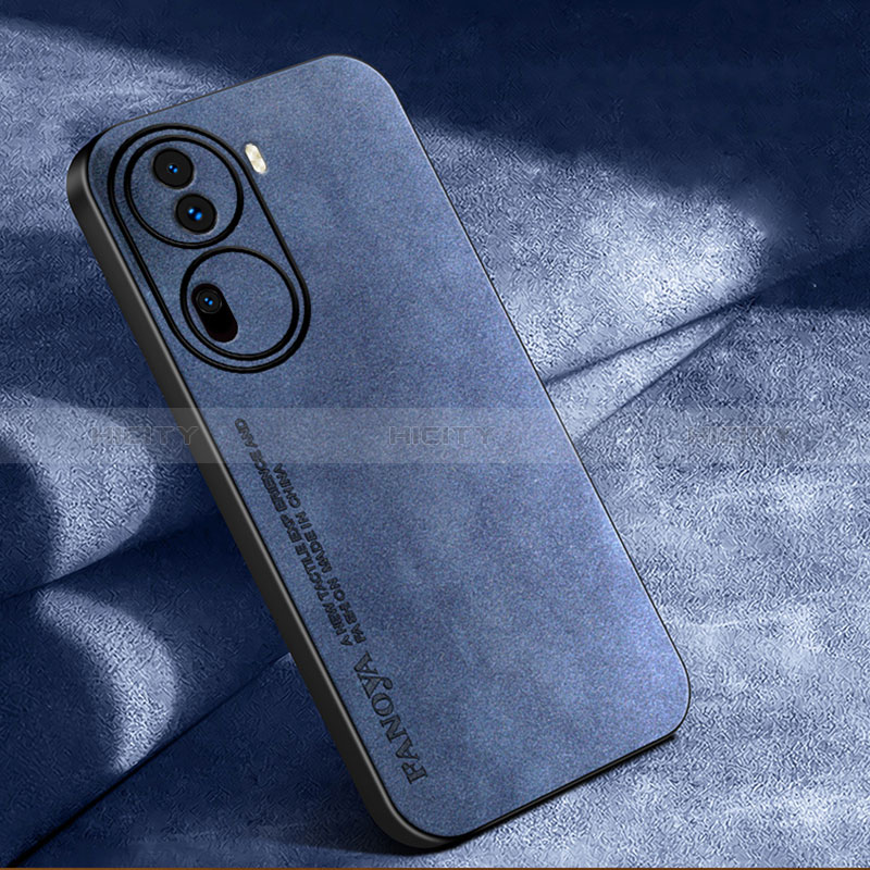 Coque Luxe Cuir Housse Etui S04 pour Oppo Reno11 Pro 5G Bleu Plus