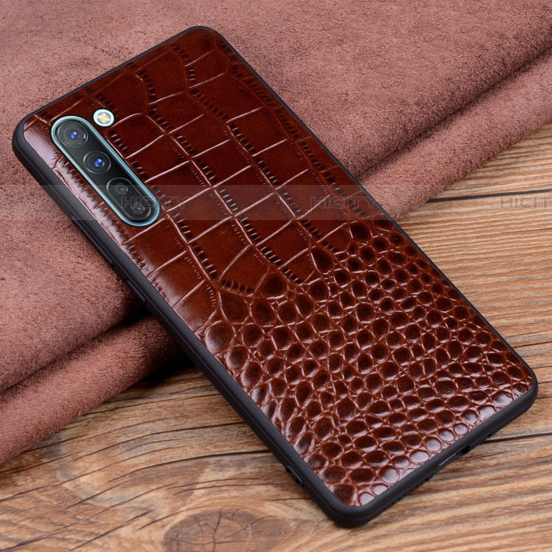 Coque Luxe Cuir Housse Etui S04 pour Oppo Reno3 Marron Plus