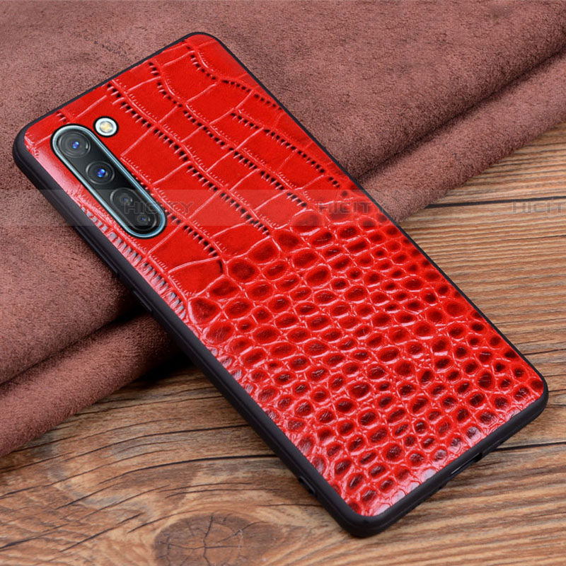 Coque Luxe Cuir Housse Etui S04 pour Oppo Reno3 Rouge Plus