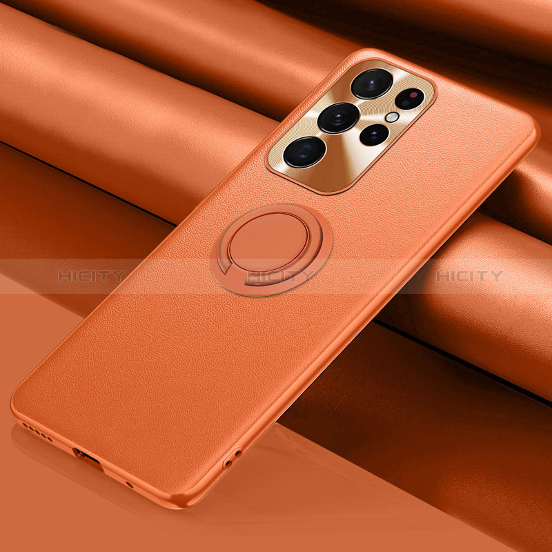 Coque Luxe Cuir Housse Etui S04 pour Samsung Galaxy S24 Ultra 5G Orange Plus