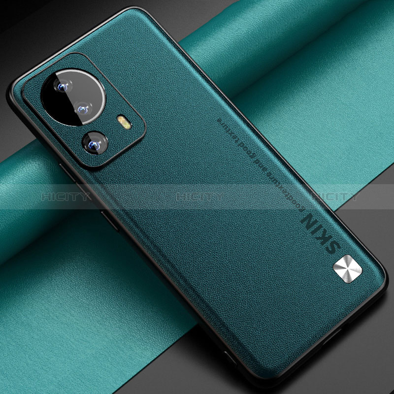 Coque Luxe Cuir Housse Etui S04 pour Xiaomi Mi 13 Lite 5G Vert Plus