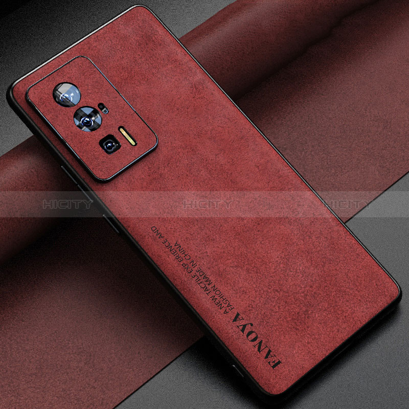 Coque Luxe Cuir Housse Etui S04 pour Xiaomi Poco F5 Pro 5G Rouge Plus