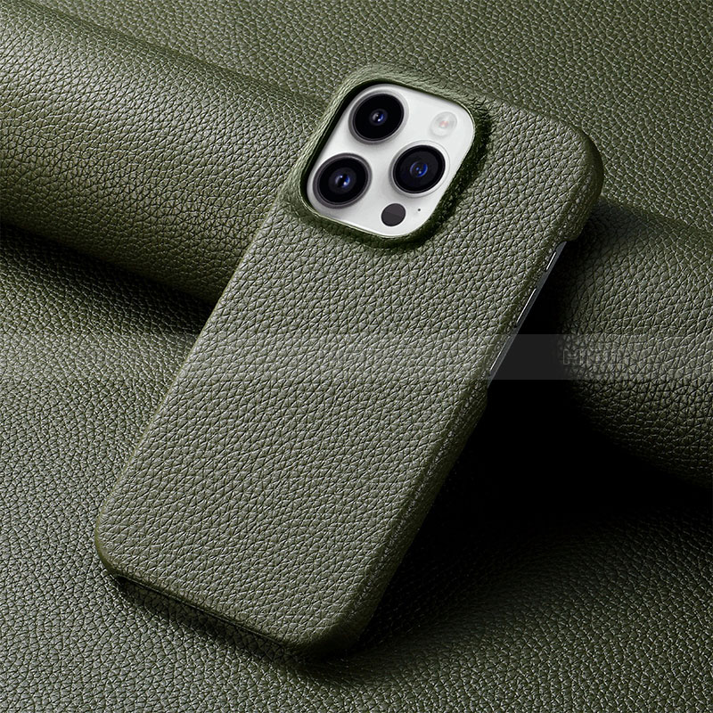 Coque Luxe Cuir Housse Etui S04D pour Apple iPhone 13 Pro Max Vert Nuit Plus