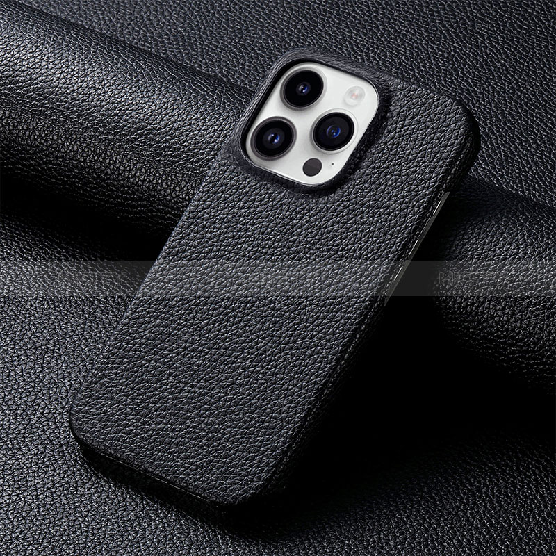 Coque Luxe Cuir Housse Etui S04D pour Apple iPhone 14 Pro Max Noir Plus