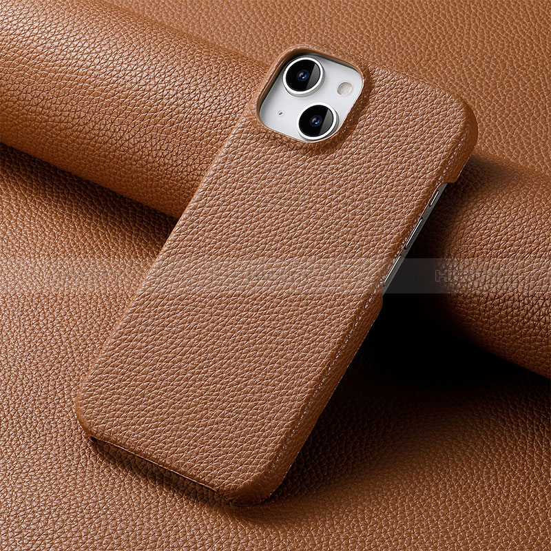 Coque Luxe Cuir Housse Etui S04D pour Apple iPhone 15 Plus Marron Plus