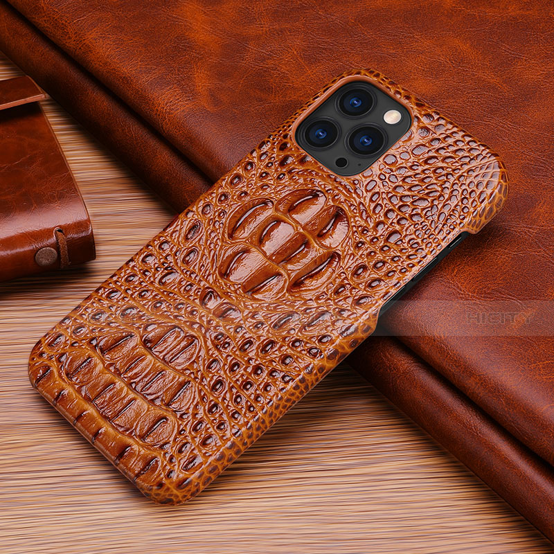 Coque Luxe Cuir Housse Etui S05 pour Apple iPhone 13 Pro Marron Plus