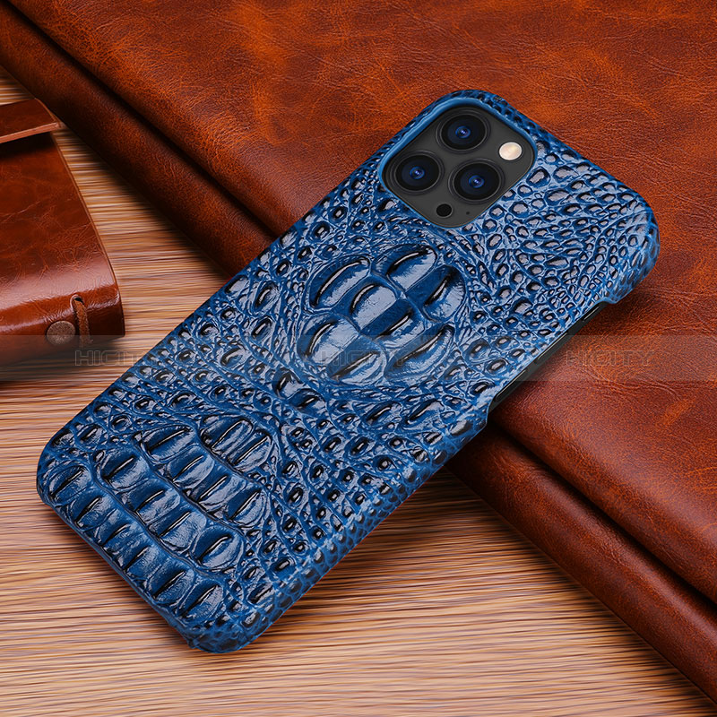 Coque Luxe Cuir Housse Etui S05 pour Apple iPhone 14 Pro Bleu Plus