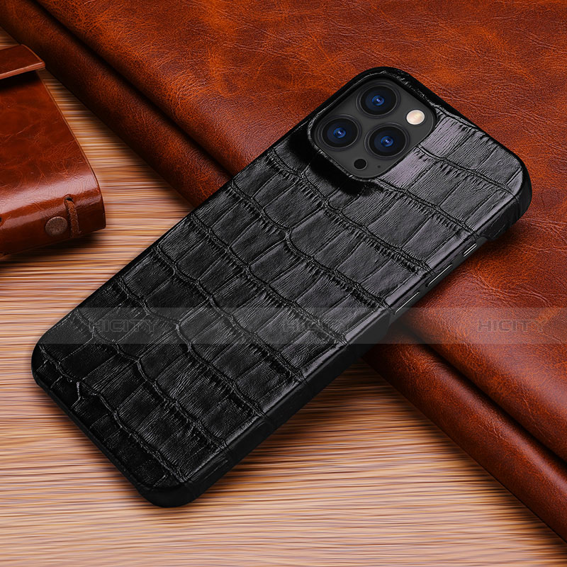 Coque Luxe Cuir Housse Etui S06 pour Apple iPhone 13 Pro Noir Plus