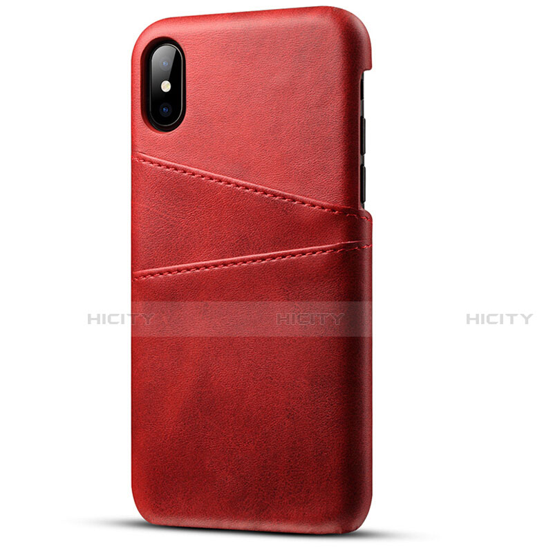 Coque Luxe Cuir Housse Etui S06 pour Apple iPhone X Rouge Plus