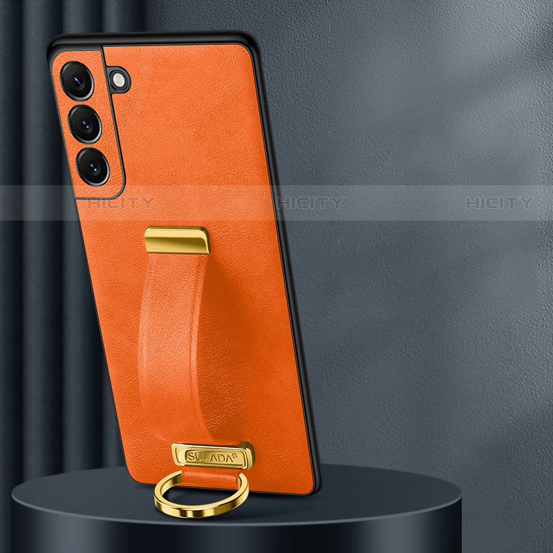 Coque Luxe Cuir Housse Etui S06 pour Samsung Galaxy S21 5G Orange Plus