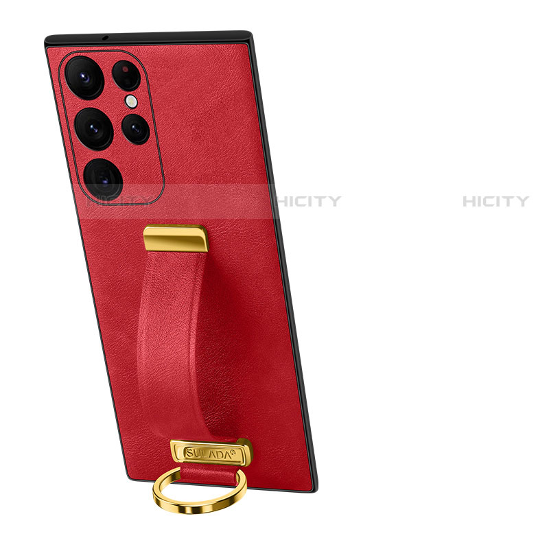 Coque Luxe Cuir Housse Etui S06 pour Samsung Galaxy S23 Ultra 5G Rouge Plus