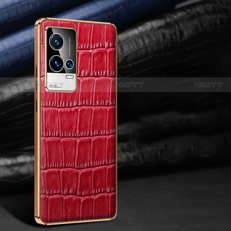 Coque Luxe Cuir Housse Etui S06 pour Vivo iQOO 8 5G Rouge Plus