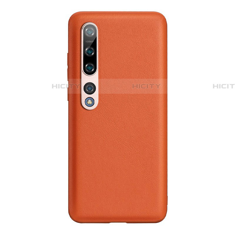 Coque Luxe Cuir Housse Etui S06 pour Xiaomi Mi 10 Orange Plus