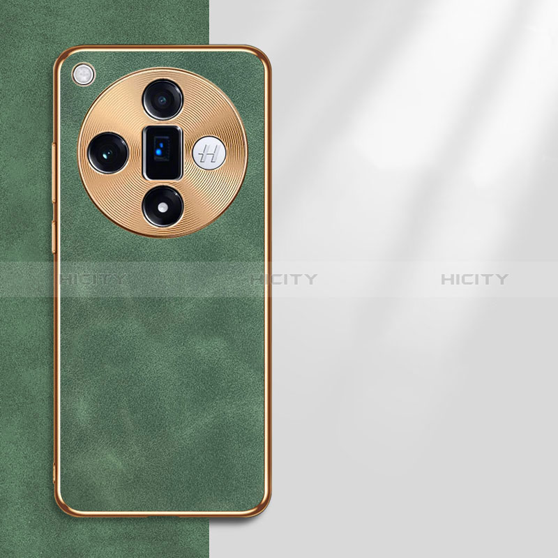 Coque Luxe Cuir Housse Etui S07 pour Oppo Find X7 Ultra 5G Vert Plus