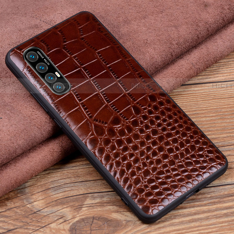 Coque Luxe Cuir Housse Etui S08 pour Oppo Reno3 Pro Marron Plus