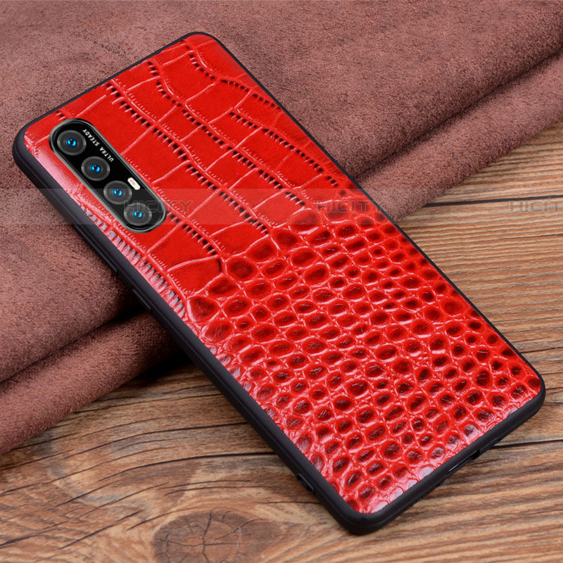 Coque Luxe Cuir Housse Etui S08 pour Oppo Reno3 Pro Rouge Plus