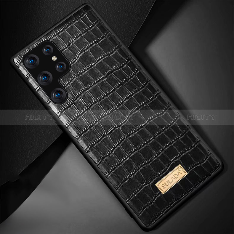 Coque Luxe Cuir Housse Etui S08 pour Samsung Galaxy S24 Ultra 5G Noir Plus