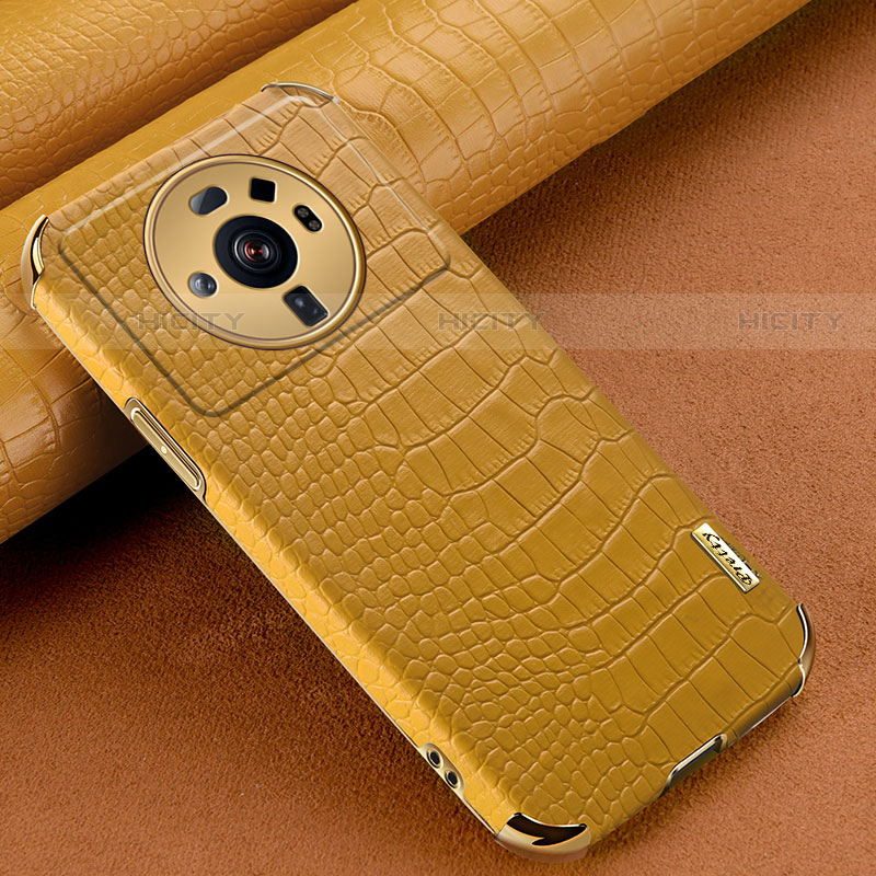 Coque Luxe Cuir Housse Etui S08 pour Xiaomi Mi 12S Ultra 5G Jaune Plus