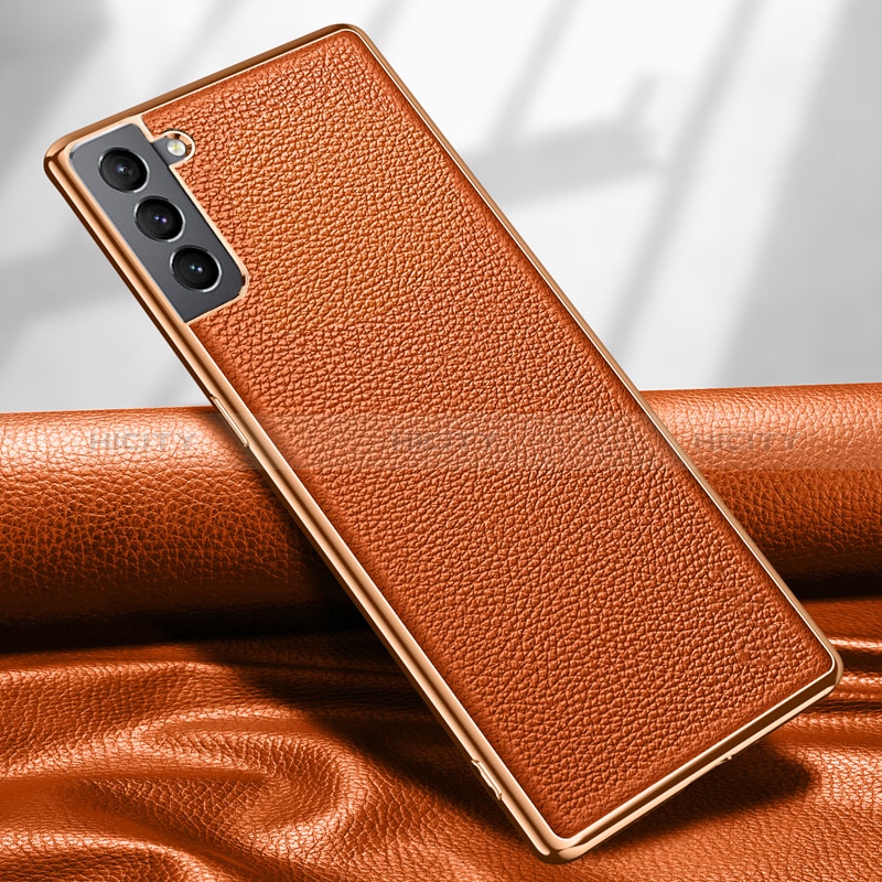 Coque Luxe Cuir Housse Etui S09 pour Samsung Galaxy S24 5G Orange Plus