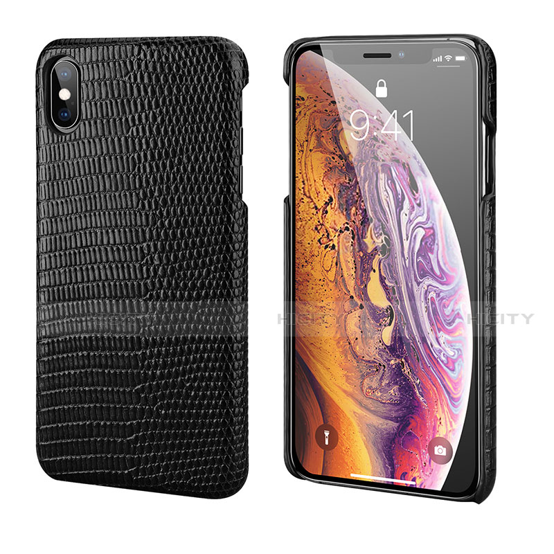 Coque Luxe Cuir Housse Etui S12 pour Apple iPhone Xs Noir Plus