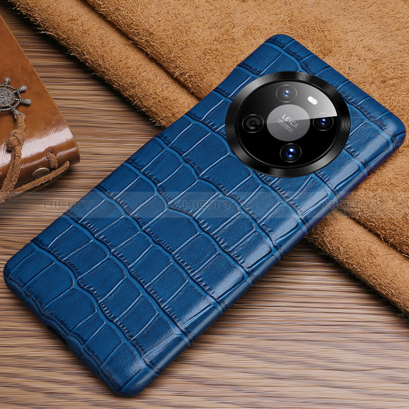 Coque Luxe Cuir Housse Etui ST3 pour Huawei Mate 40 Bleu Plus