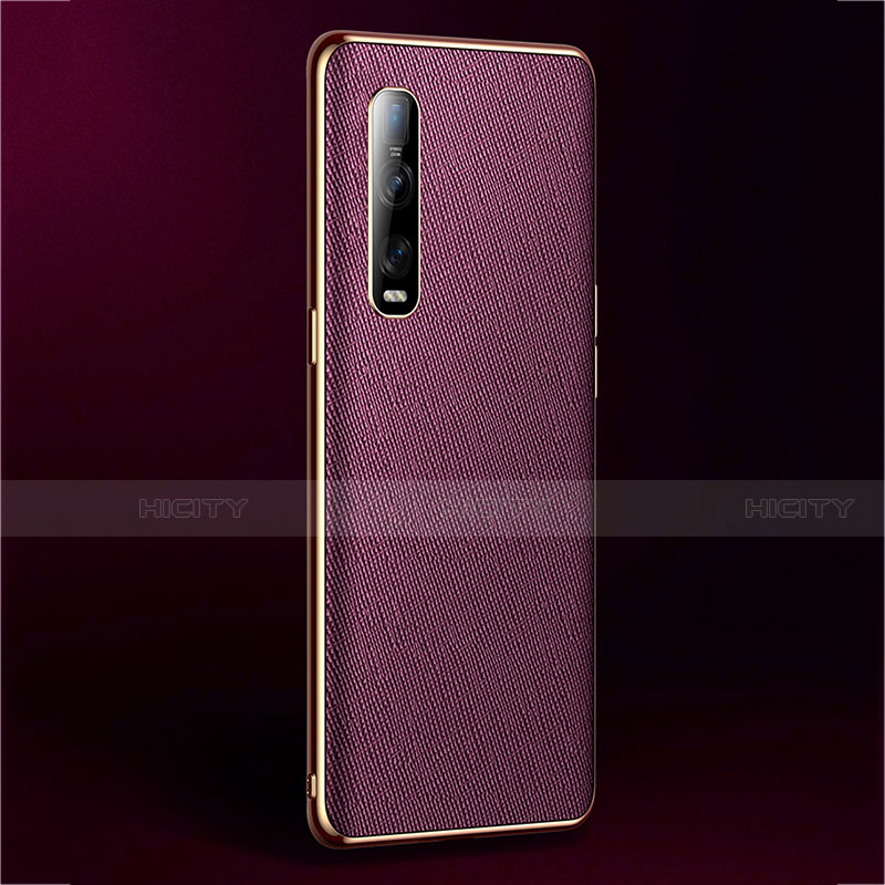 Coque Luxe Cuir Housse Etui U02 pour Oppo Find X2 Pro Vin Rouge Plus