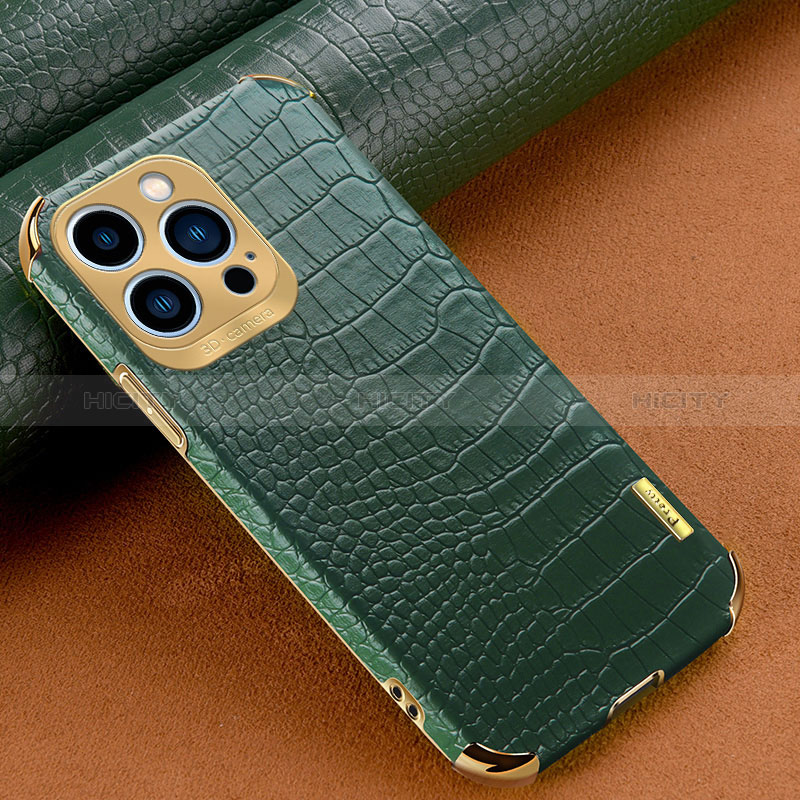 Coque Luxe Cuir Housse Etui XD1 pour Apple iPhone 15 Pro Max Vert Plus