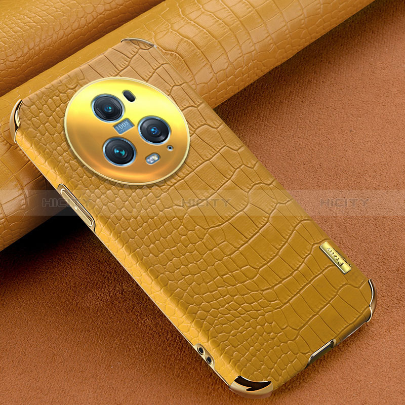 Coque Luxe Cuir Housse Etui XD1 pour Huawei Honor Magic5 Pro 5G Jaune Plus