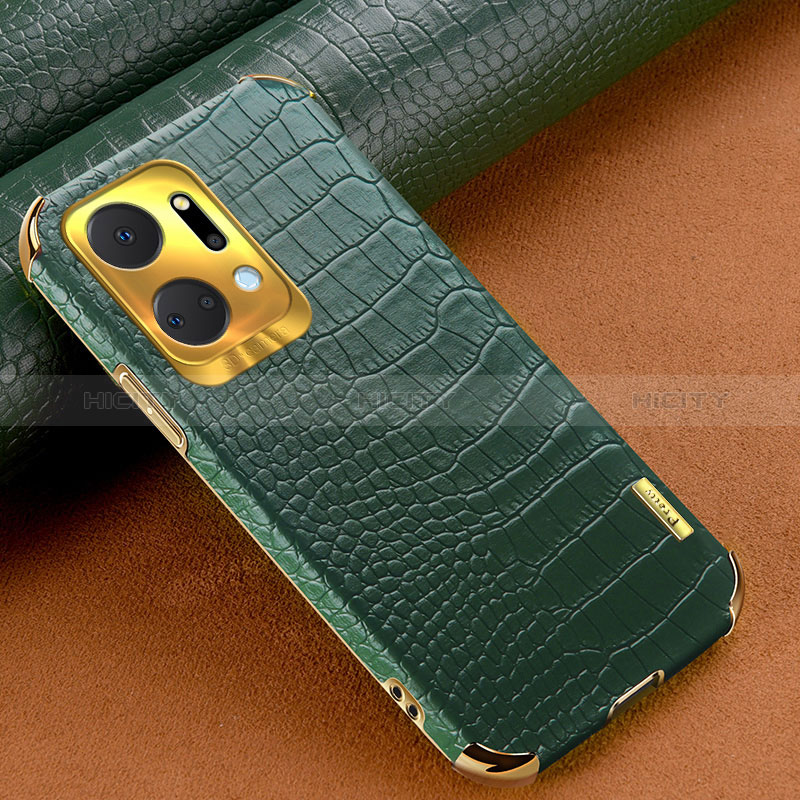 Coque Luxe Cuir Housse Etui XD1 pour Huawei Honor X7a Vert Plus