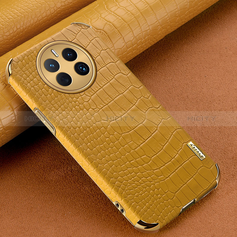 Coque Luxe Cuir Housse Etui XD1 pour Huawei Mate 50 Jaune Plus