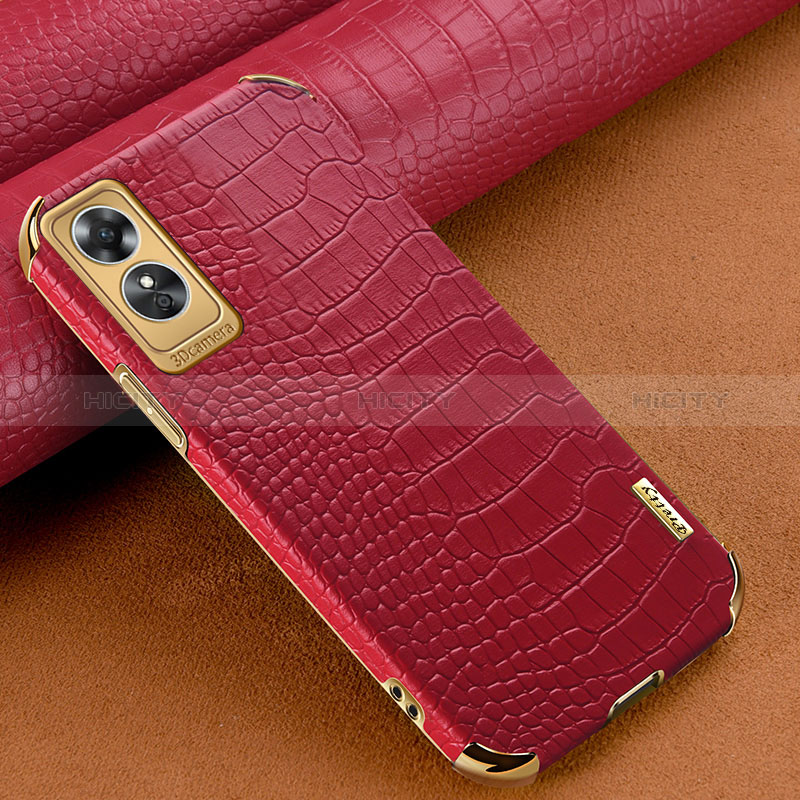 Coque Luxe Cuir Housse Etui XD1 pour Oppo A17 Rouge Plus