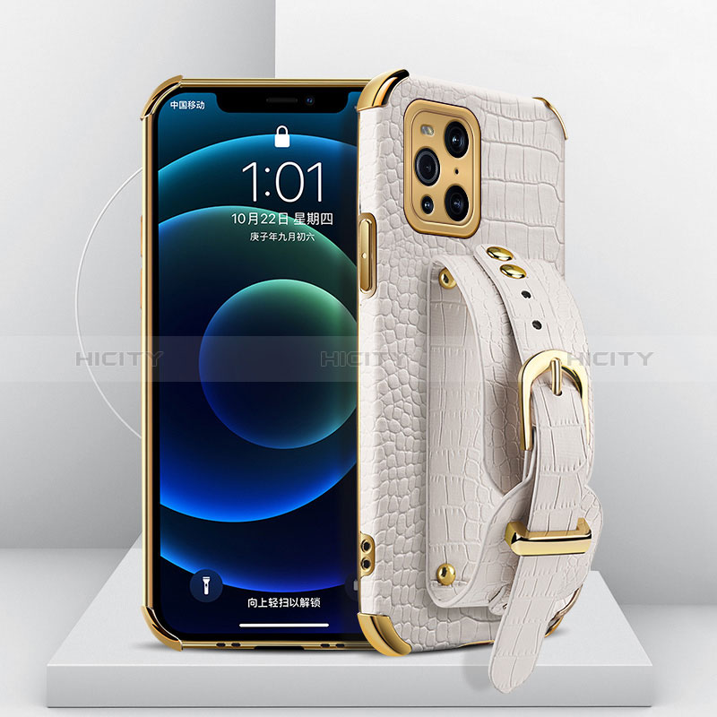 Coque Luxe Cuir Housse Etui XD1 pour Oppo Find X3 5G Blanc Plus