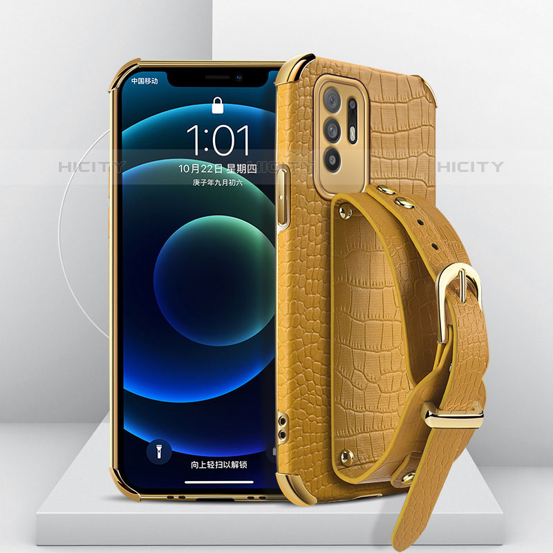 Coque Luxe Cuir Housse Etui XD1 pour Oppo Reno5 Z 5G Jaune Plus