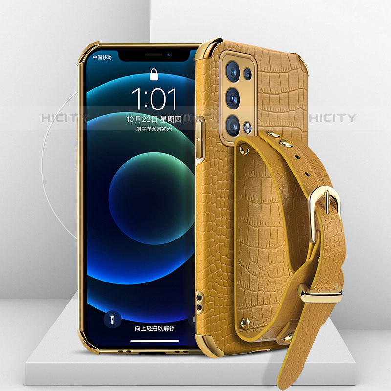 Coque Luxe Cuir Housse Etui XD1 pour Oppo Reno6 Pro 5G Jaune Plus