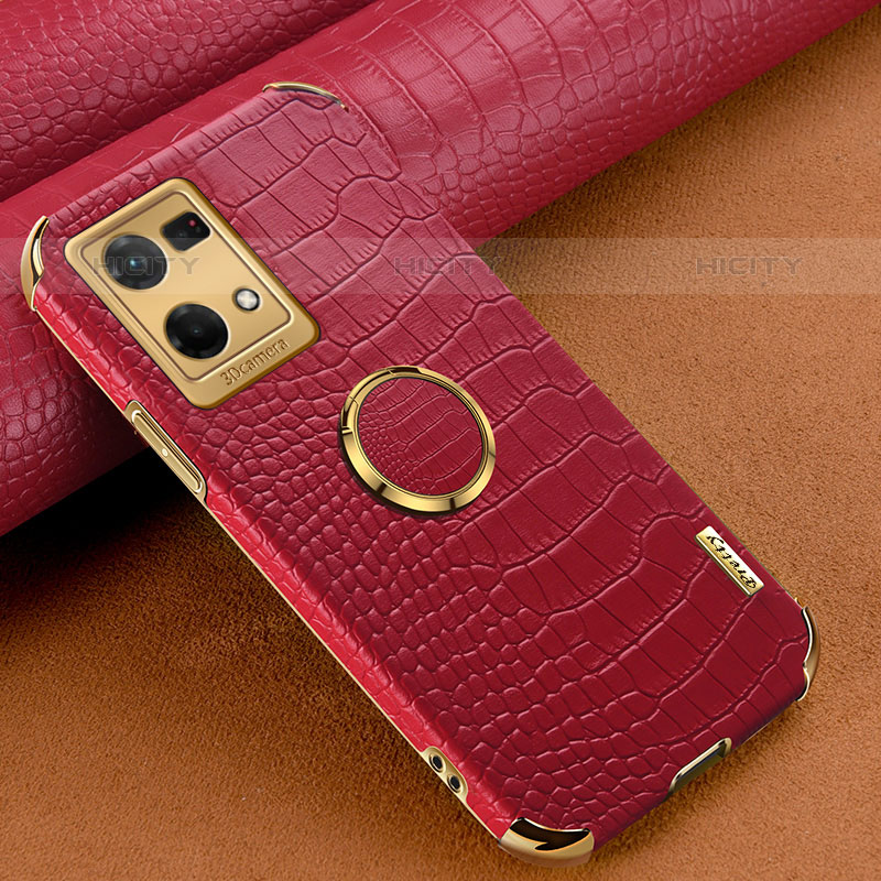 Coque Luxe Cuir Housse Etui XD1 pour Oppo Reno8 4G Rouge Plus